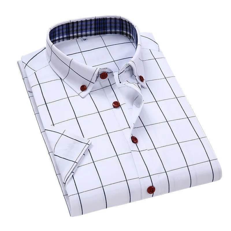 Anti-wrinkle Short Sleeve Plaid Shirt