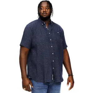 D555 Mens Girton Big & Tall Linen Mix Woven Short Sleeve Shirt - Navy
