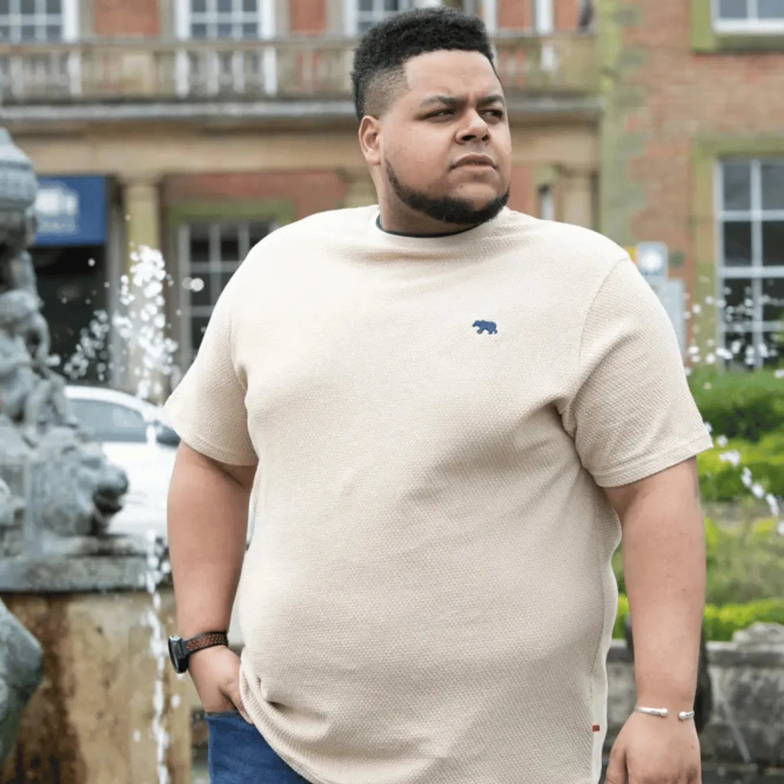 D555 Mens Sandford Big & Tall Short Sleeve Waffle Texture T-Shirt