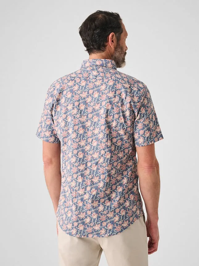 Faherty Short-Sleeve Breeze Shirt in Faded Floral Batik