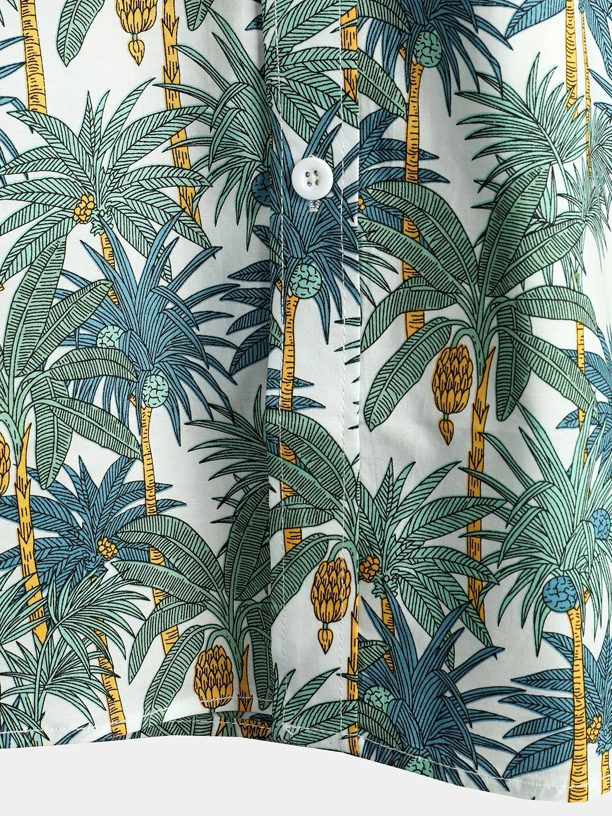 Men's Casual Hawaiian Tropical Print Short Sleeve Cotton Shirt