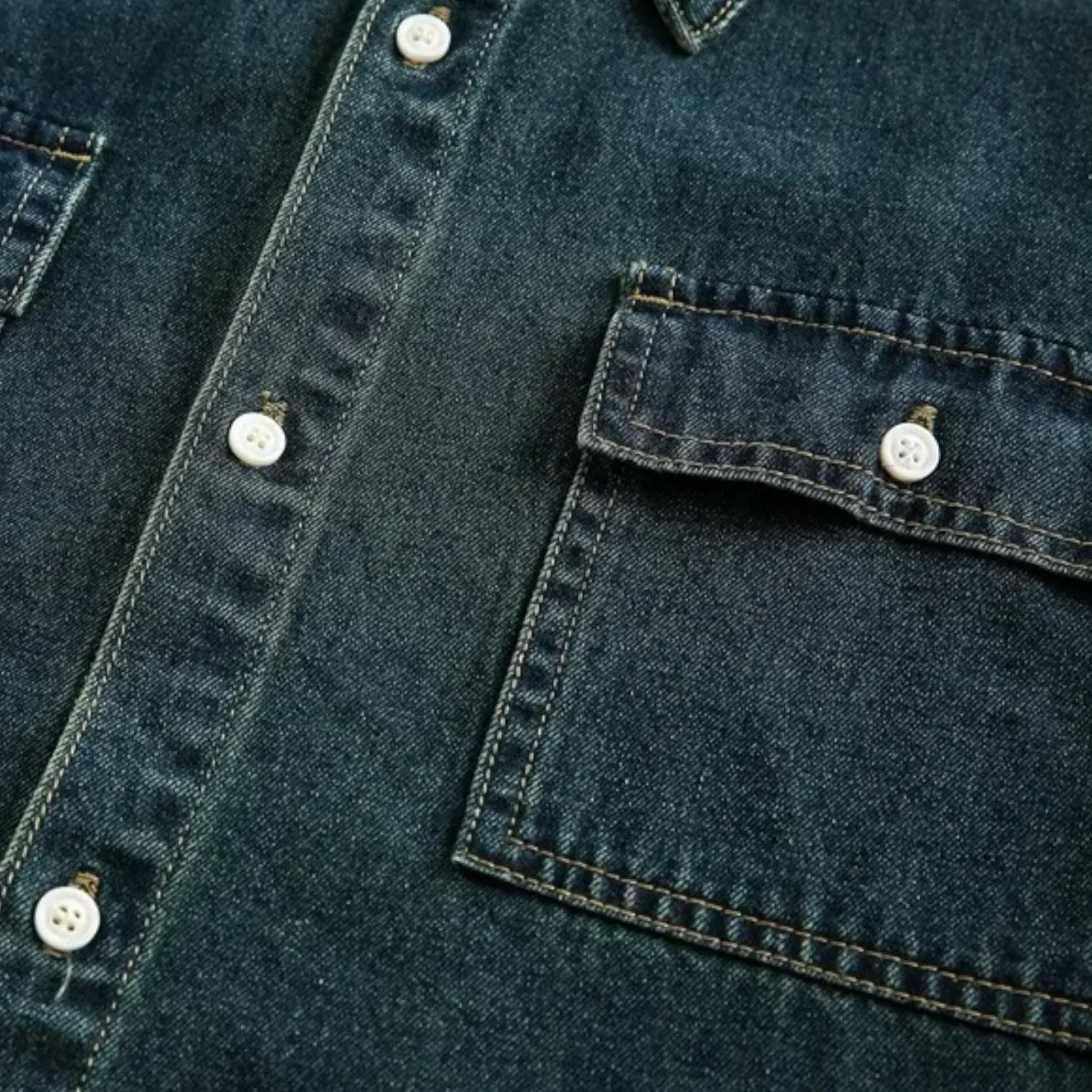 Old school oversized fit denim short sleeve shirt