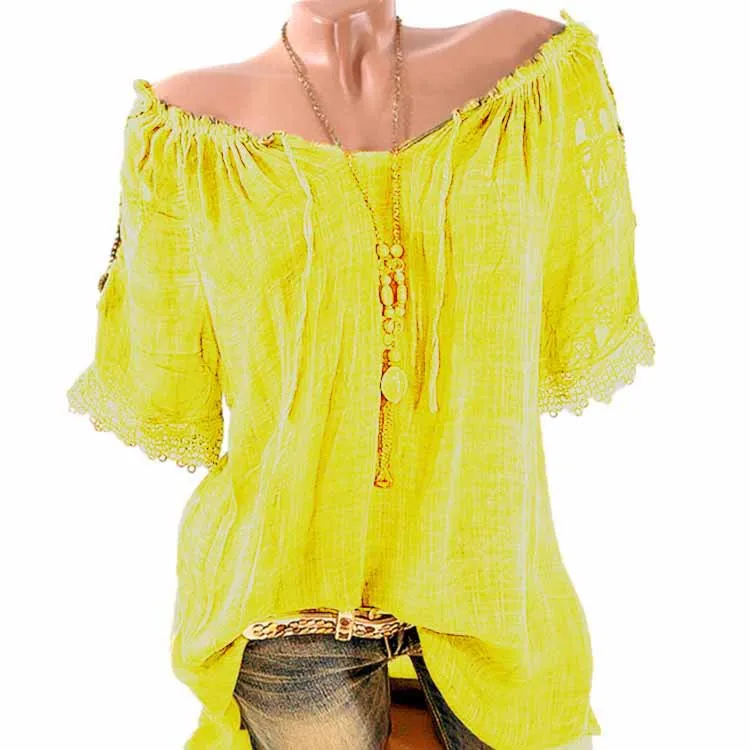 Unique Solid Color Summer Women's Off-shoulder Short-sleeved T-shirt